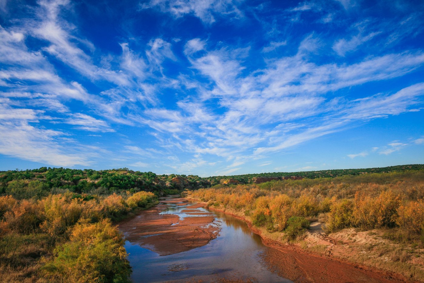 Blue skies over the plains